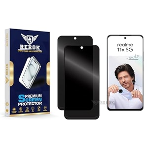 anti-spy privacy tempered glass screen protector compatible with realme 11x 5g pack of 2  edge-to-edge 9h hardness case friendly easy installation kit
