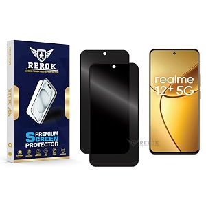 anti-spy privacy tempered glass screen protector compatible with realme 12 plus 5g pack of 2  edge-to-edge 9h hardness case friendly easy installation kit
