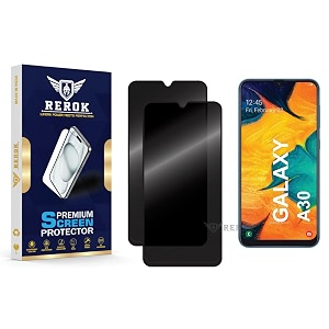 anti-spy privacy tempered glass screen protector compatible with samsung galaxy a30 pack of 2  edge-to-edge 9h hardness case friendly easy installation kit
