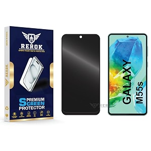 anti-spy privacy tempered glass screen protector compatible with samsung galaxy m55s pack of 1  edge-to-edge 9h hardness case friendly easy installation kit