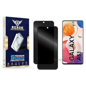 anti-spy privacy tempered glass screen protector compatible with samsung galaxy a51 pack of 2  edge-to-edge 9h hardness case friendly easy installation kit