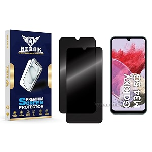 anti-spy privacy tempered glass screen protector compatible with samsung galaxy m34 5g pack of 2  edge-to-edge 9h hardness case friendly easy installation kit