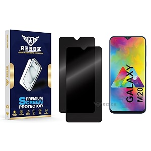 anti-spy privacy tempered glass screen protector compatible with samsung galaxy m20 pack of 2  edge-to-edge 9h hardness case friendly easy installation kit