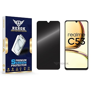 anti-spy privacy tempered glass screen protector compatible with realme c53 pack of 1  edge-to-edge 9h hardness case friendly easy installation kit
