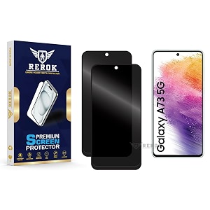anti-spy privacy tempered glass screen protector compatible with samsung galaxy a73 pack of 2  edge-to-edge 9h hardness case friendly easy installation kit