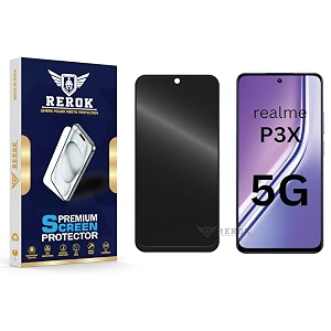 anti-spy privacy tempered glass screen protector compatible with realme p3x 5g pack of 1  edge-to-edge 9h hardness case friendly easy installation kit