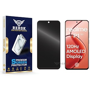 anti-spy privacy tempered glass screen protector compatible with realme p1 5g pack of 1  edge-to-edge 9h hardness case friendly easy installation kit