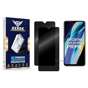 anti-spy privacy tempered glass screen protector compatible with realme narzo 50a prime pack of 2  edge-to-edge 9h hardness case friendly easy installation kit