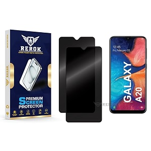 anti-spy privacy tempered glass screen protector compatible with samsung galaxy a20 pack of 2  edge-to-edge 9h hardness case friendly easy installation kit