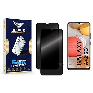 anti-spy privacy tempered glass screen protector compatible with samsung galaxy a42 5g pack of 2  edge-to-edge 9h hardness case friendly easy installation kit