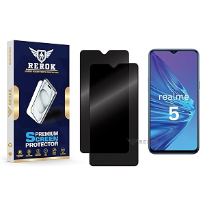 anti-spy privacy tempered glass screen protector compatible with realme 5 pack of 2  edge-to-edge 9h hardness case friendly easy installation kit
