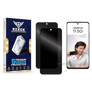 anti-spy privacy tempered glass screen protector compatible with realme 11 5g pack of 2  edge-to-edge 9h hardness case friendly easy installation kit
