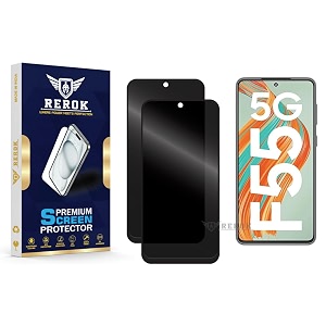 anti-spy privacy tempered glass screen protector compatible with samsung galaxy f55 5g pack of 2  edge-to-edge 9h hardness case friendly easy installation kit