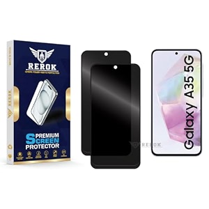 anti-spy privacy tempered glass screen protector compatible with samsung galaxy a35 5g pack of 2  edge-to-edge 9h hardness case friendly easy installation kit