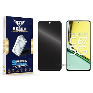 anti-spy privacy tempered glass screen protector compatible with realme c67 5g pack of 1  edge-to-edge 9h hardness case friendly easy installation kit