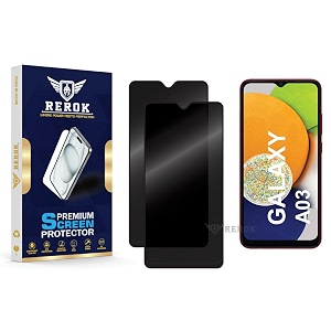 anti-spy privacy tempered glass screen protector compatible with samsung galaxy a03 pack of 2  edge-to-edge 9h hardness case friendly easy installation kit
