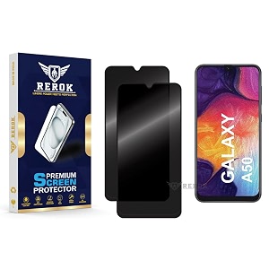 anti-spy privacy tempered glass screen protector compatible with samsung galaxy a50 pack of 2  edge-to-edge 9h hardness case friendly easy installation kit