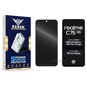 anti-spy privacy tempered glass screen protector compatible with realme c75 5g pack of 1  edge-to-edge 9h hardness case friendly easy installation kit
