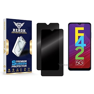 anti-spy privacy tempered glass screen protector compatible with samsung galaxy f42 5g pack of 2  edge-to-edge 9h hardness case friendly easy installation kit