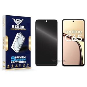 anti-spy privacy tempered glass screen protector compatible with realme c65 pack of 1  edge-to-edge 9h hardness case friendly easy installation kit
