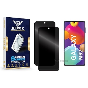 anti-spy privacy tempered glass screen protector compatible with samsung galaxy m62 pack of 2  edge-to-edge 9h hardness case friendly easy installation kit