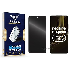 anti-spy privacy tempered glass screen protector compatible with realme p1 speed 5g pack of 1  edge-to-edge 9h hardness case friendly easy installation kit