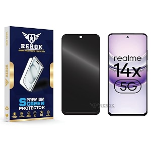 anti-spy privacy tempered glass screen protector compatible with realme 14x 5g pack of 1  edge-to-edge 9h hardness case friendly easy installation kit