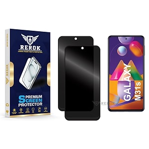 anti-spy privacy tempered glass screen protector compatible with samsung galaxy m31s pack of 2  edge-to-edge 9h hardness case friendly easy installation kit