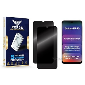 anti-spy privacy tempered glass screen protector compatible with samsung galaxy f17 5g pack of 2  edge-to-edge 9h hardness case friendly easy installation kit