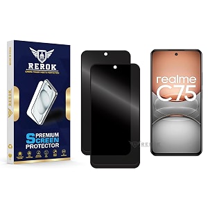 anti-spy privacy tempered glass screen protector compatible with realme c75 4g pack of 2  edge-to-edge 9h hardness case friendly easy installation kit