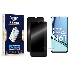 anti-spy privacy tempered glass screen protector compatible with realme narzo n61 pack of 2  edge-to-edge 9h hardness case friendly easy installation kit