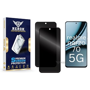 anti-spy privacy tempered glass screen protector compatible with realme narzo 70 5g pack of 2  edge-to-edge 9h hardness case friendly easy installation kit