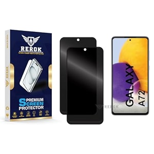 anti-spy privacy tempered glass screen protector compatible with samsung galaxy a72 pack of 2  edge-to-edge 9h hardness case friendly easy installation kit