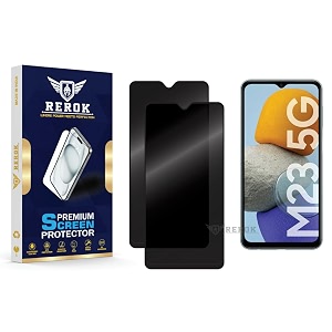 anti-spy privacy tempered glass screen protector compatible with samsung galaxy m23 pack of 2  edge-to-edge 9h hardness case friendly easy installation kit