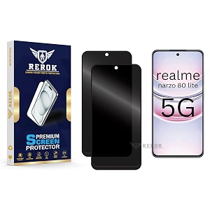 anti-spy privacy tempered glass screen protector compatible with realme narzo 80 lite 5g pack of 2  edge-to-edge 9h hardness case friendly easy installation kit
