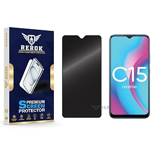 anti-spy privacy tempered glass screen protector compatible with realme c15 pack of 1  edge-to-edge 9h hardness case friendly easy installation kit