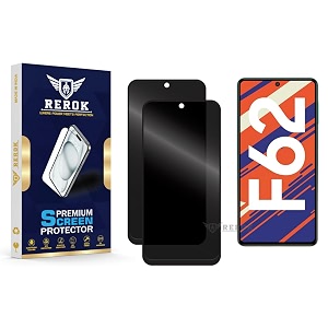 anti-spy privacy tempered glass screen protector compatible with samsung galaxy f62 pack of 2  edge-to-edge 9h hardness case friendly easy installation kit