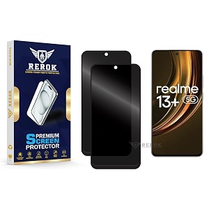 anti-spy privacy tempered glass screen protector compatible with realme 13 plus pack of 2  edge-to-edge 9h hardness case friendly easy installation kit