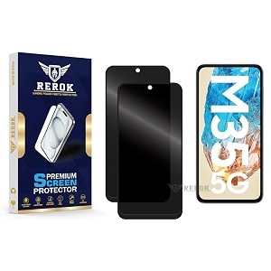 anti-spy privacy tempered glass screen protector compatible with samsung galaxy m35 pack of 2  edge-to-edge 9h hardness case friendly easy installation kit