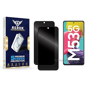 anti-spy privacy tempered glass screen protector compatible with samsung galaxy m53 5g pack of 2  edge-to-edge 9h hardness case friendly easy installation kit
