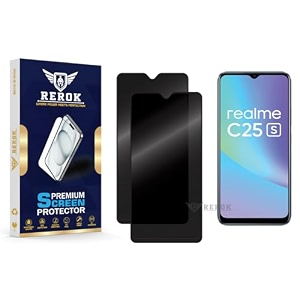 anti-spy privacy tempered glass screen protector compatible with realme c25s pack of 2  edge-to-edge 9h hardness case friendly easy installation kit