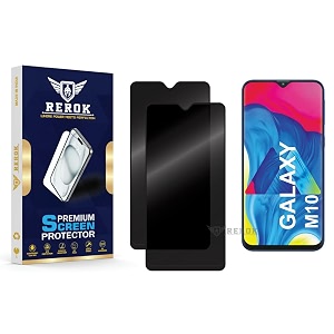 anti-spy privacy tempered glass screen protector compatible with samsung galaxy m10 pack of 2  edge-to-edge 9h hardness case friendly easy installation kit