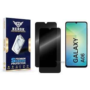 anti-spy privacy tempered glass screen protector compatible with samsung galaxy a06 pack of 2  edge-to-edge 9h hardness case friendly easy installation kit