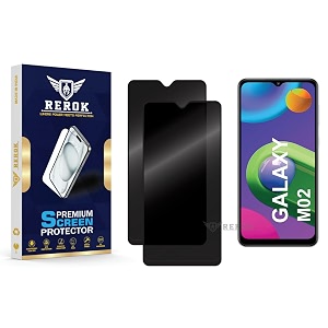 anti-spy privacy tempered glass screen protector compatible with samsung galaxy m02 pack of 2  edge-to-edge 9h hardness case friendly easy installation kit