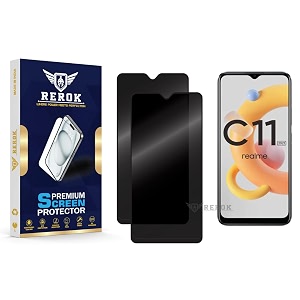 anti-spy privacy tempered glass screen protector compatible with realme c112021 pack of 2  edge-to-edge 9h hardness case friendly easy installation kit