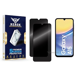 anti-spy privacy tempered glass screen protector compatible with samsung galaxy a15 pack of 2  edge-to-edge 9h hardness case friendly easy installation kit