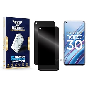 anti-spy privacy tempered glass screen protector compatible with realme narzo 30 pack of 2  edge-to-edge 9h hardness case friendly easy installation kit