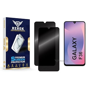 anti-spy privacy tempered glass screen protector compatible with samsung galaxy f36 pack of 2  edge-to-edge 9h hardness case friendly easy installation kit