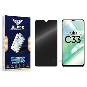anti-spy privacy tempered glass screen protector compatible with realme c33 pack of 1  edge-to-edge 9h hardness case friendly easy installation kit
