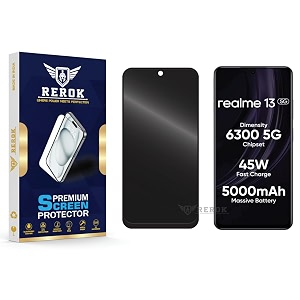 anti-spy privacy tempered glass screen protector compatible with realme 13 5g pack of 1  edge-to-edge 9h hardness case friendly easy installation kit